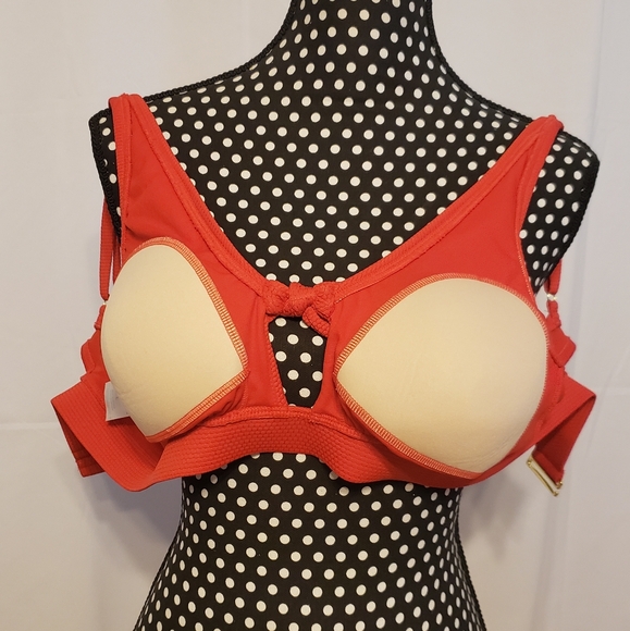 Kona Sol Red Bathing Suit Top Red Adjustable Straps - Picture 6 of 10